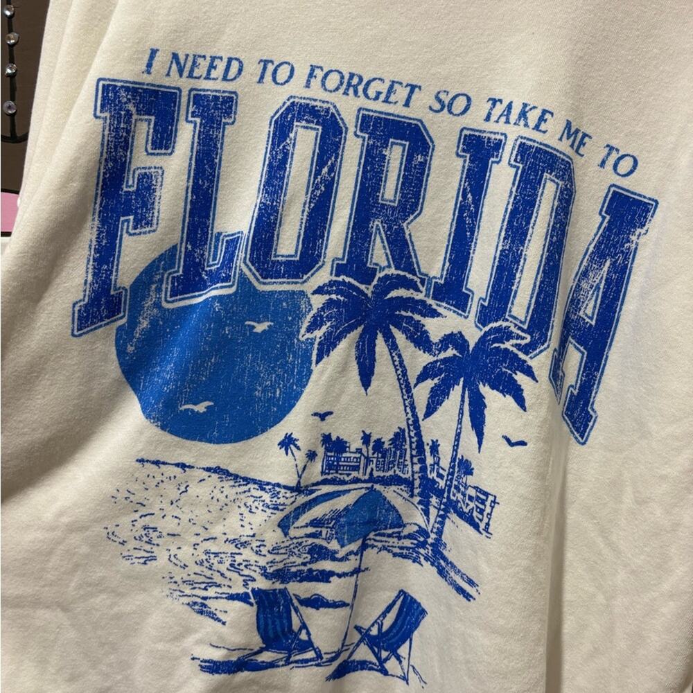Originality White Florida Graphic Sweatshirt Crewneck Pullover Women's Size L - Picture 2 of 4